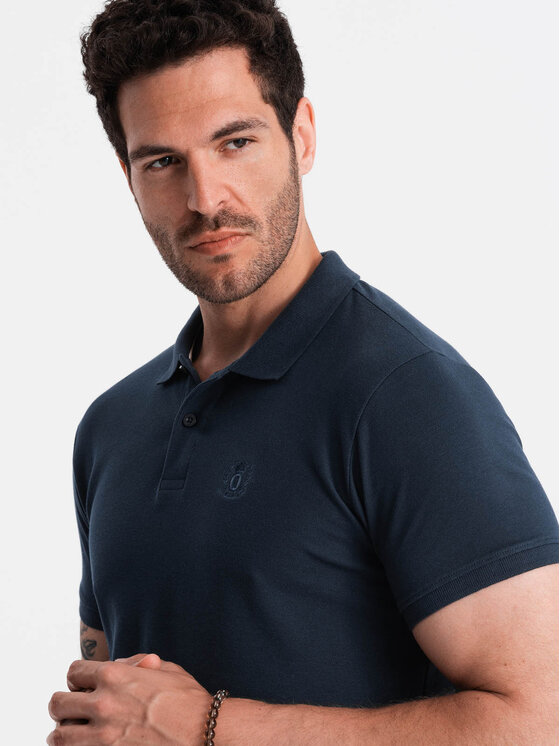 Ombre Ombre Polokošile OM-POBS-0100 Modrá Regular Fit