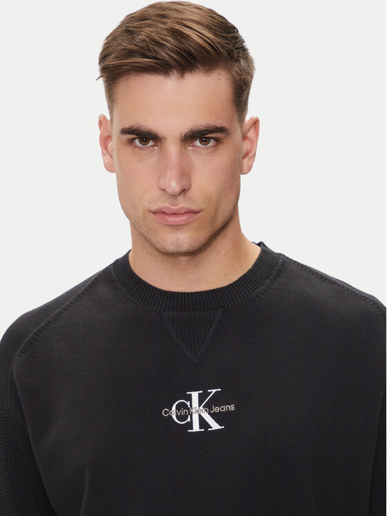 Calvin Klein Jeans Calvin Klein Jeans Sweater Monologo J30J325671 Fekete Regular Fit