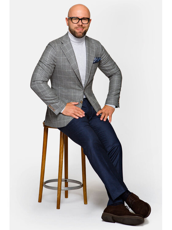 Lancerto Lancerto Marynarka Ottawa Szary Slim Fit