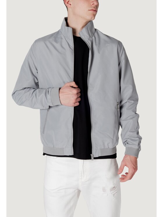 Kurtka skórzana, rozmiar L, Szary, JJERUSH HARRINGTON BOMBER NOOS