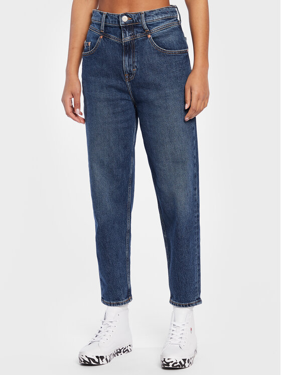 Tommy Jeans Jeans hlače Mom DW0DW14781 Mornarsko modra Mom Fit