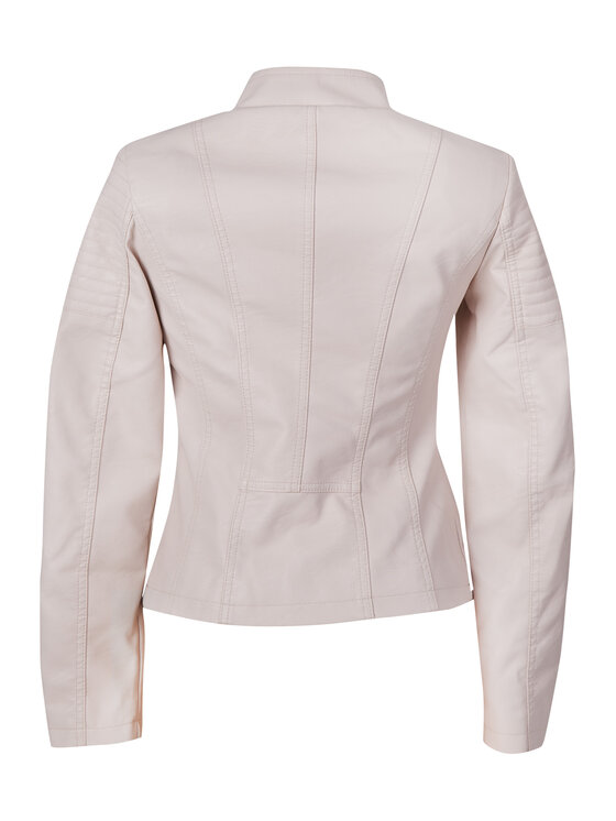 Perso Perso Kurtka z imitacji skóry ze stójką Różowy Slim Fit