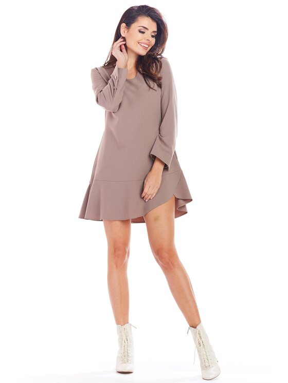 Awama Awama Každodenné šaty A344 Hnedá Basic Fit