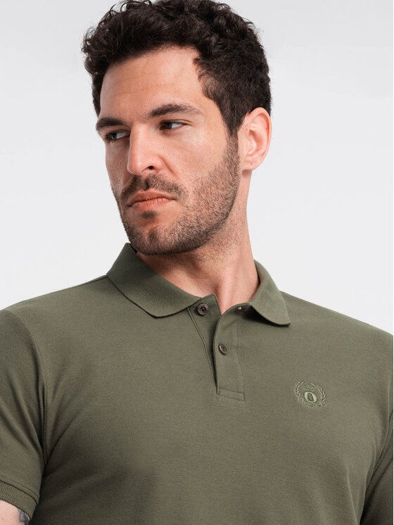 Ombre Ombre Polokošile OM-POBS-0100 Khaki Regular Fit