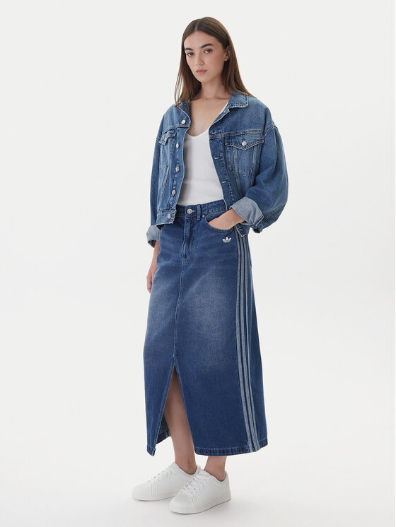 adidas adidas Spódnica jeansowa adicolor 3-Stripes JW2658 Niebieski Regular Fit