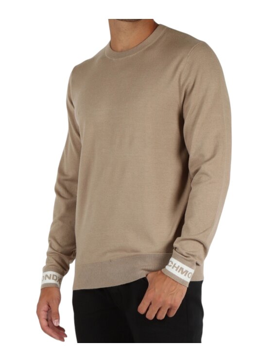 Richmond X Richmond X Πουλόβερ maglia uomo di colore beige con logo sui polsi Μπεζ Regular Fit