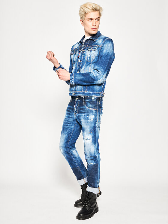 Dsquared2 Dsquared2 Teksajakk Macchia Dan Denim S74AM1027.S30342 Tumesinine Regular Fit