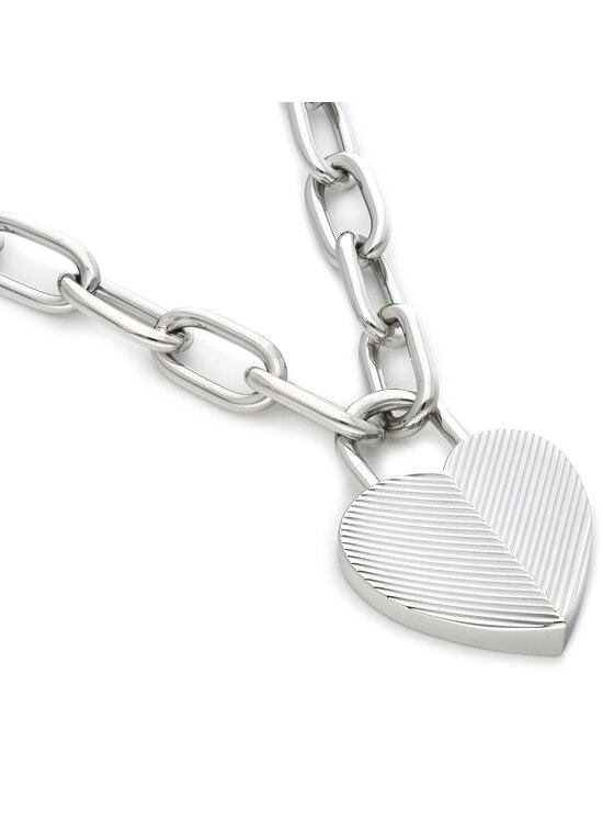 Fossil Fossil Ogrlica Harlow Linear Texture Heart JF04657040 Srebrna