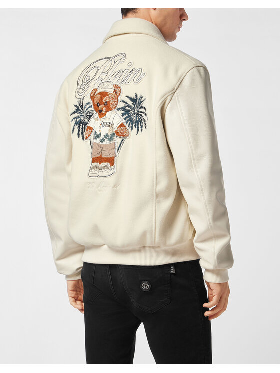 PHILIPP PLEIN PHILIPP PLEIN Kurtka skórzana 26995 Biały Regular Fit