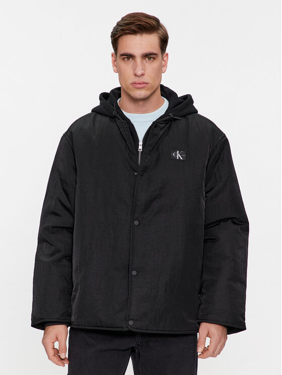 Calvin Klein Jeans Calvin Klein Jeans Bunda pro přechodné období Skater Hooded Jacket J30J325290 Černá Regular Fit