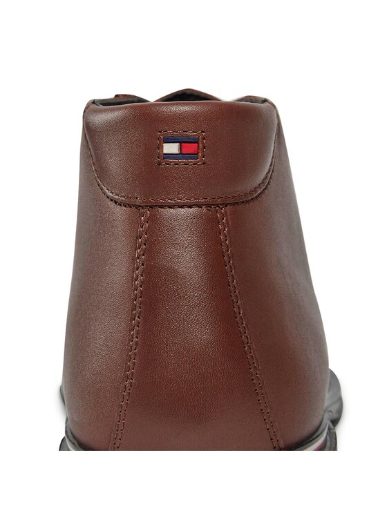 Tommy Hilfiger Tommy Hilfiger Gležnjarji Core Rwb Hilfiger Lth L Boot FM0FM04804 Rjava