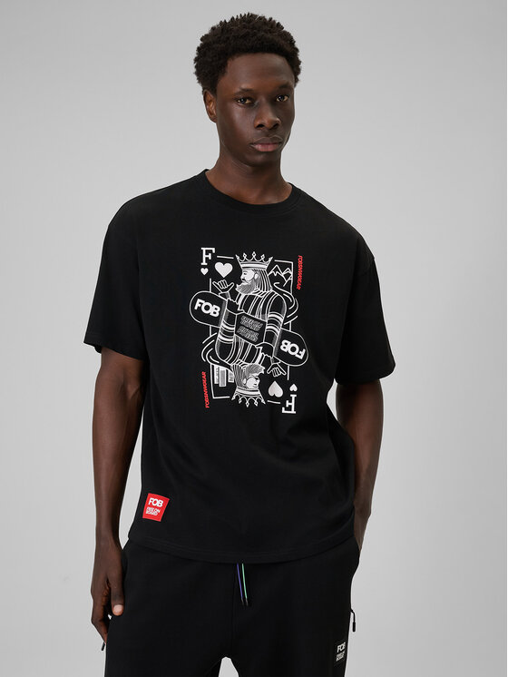 4F 4F T-Shirt FOB Czarny Loose Fit