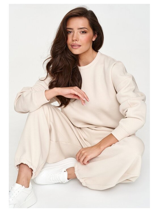 Makadamia Makadamia Dres M947 Beżowy Loose Fit