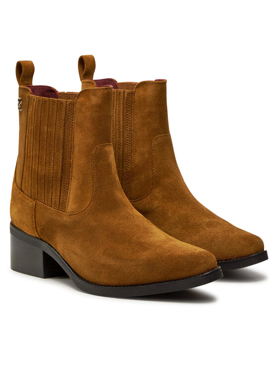 Tommy Hilfiger Tommy Hilfiger Škornji Th Suede Cowboy Boot FW0FW08034 Rjava