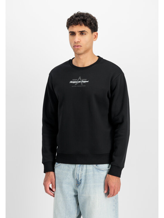 Alpha Industries Alpha Industries Bluza Foam Mid Logo Sweatshirt Czarny Regular Fit