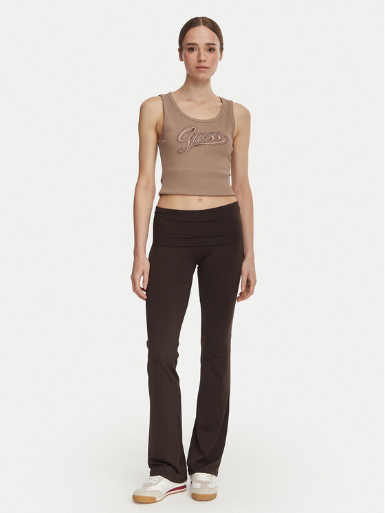 Guess Guess Legíny V6YB24 K4713 Tmavě hnědá Slim Fit