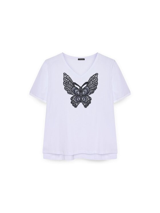 Fiorella Rubino Fiorella Rubino T-Shirt G372L008121N011 Biały Regular Fit