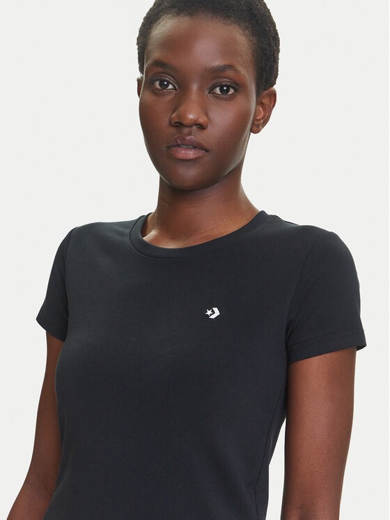 Converse Converse T-Shirt 10027252-A02 Μαύρο Slim Fit