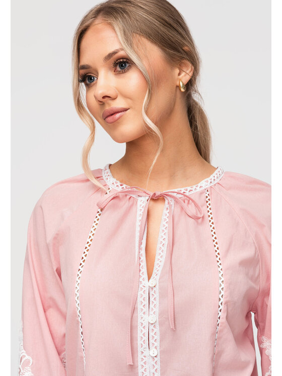 Ombre Ombre Košile OW-SH-E0042 Růžová Loose Fit