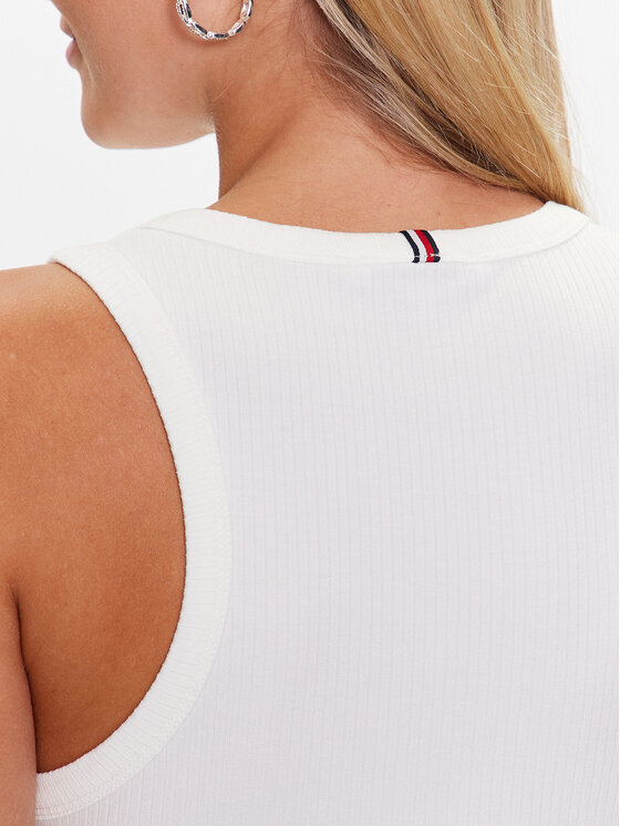 Tommy Hilfiger Tommy Hilfiger Felső WW0WW38635 Fehér Slim Fit