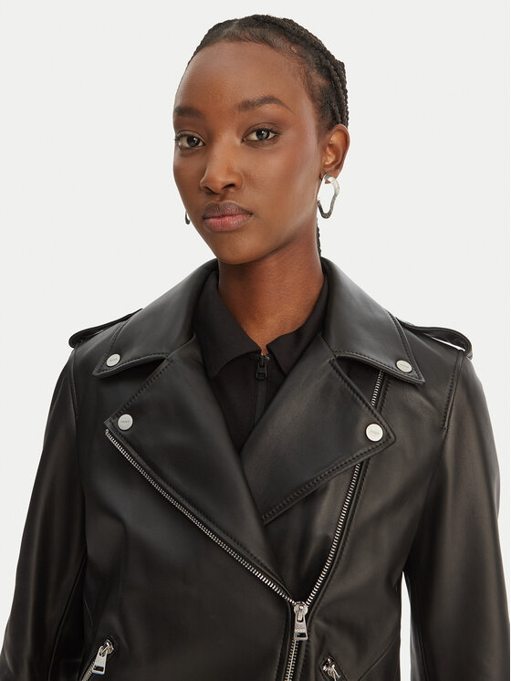HUGO HUGO Lederjacke Lujana 50551255 Schwarz Regular Fit