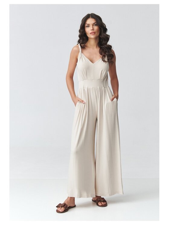 Makadamia Makadamia Kombinezon M925 Beżowy Loose Fit