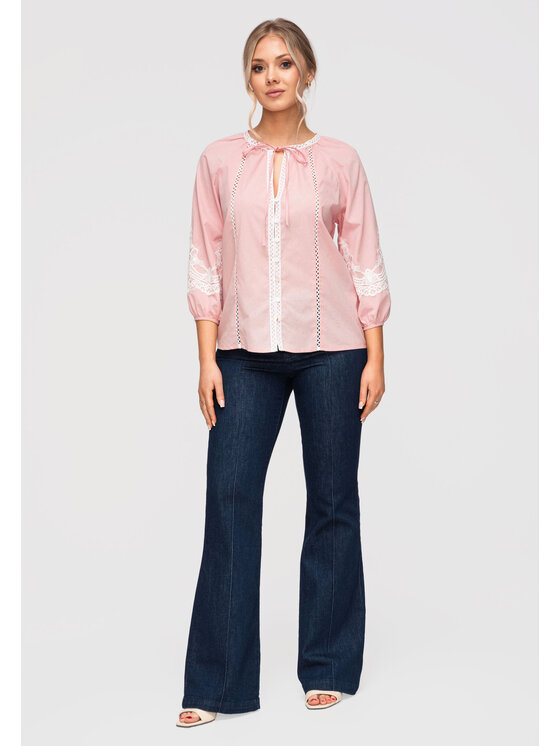 Ombre Ombre Košile OW-SH-E0042 Růžová Loose Fit