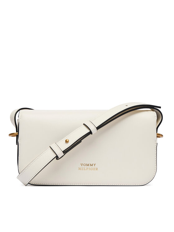 Tommy Hilfiger Tommy Hilfiger Дамска чанта Th Script Flap Crossover AW0AW18399 Бял