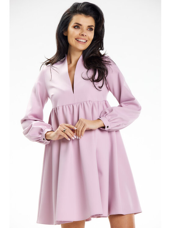 Awama Awama Sukienka letnia A636 Różowy Basic Fit