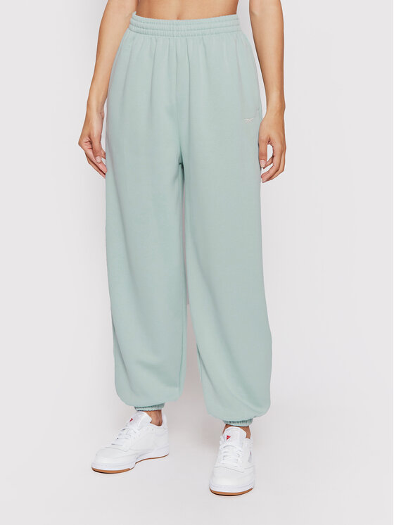 Reebok Spodnji del trenirke Knit HN1834 Zelena Regular Fit