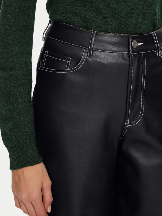 JJXX JJXX Nohavice z imitácie kože Lila 12276595 Čierna Wide Leg