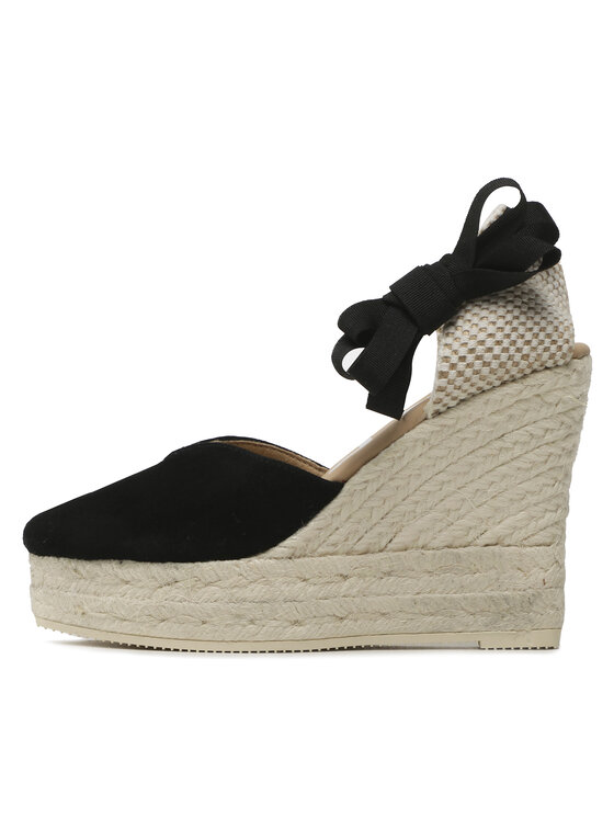 Manebi Manebi Εσπαντρίγιες Heart-Shaped Wedge Espadrilles K 1.0 WH Μαύρο