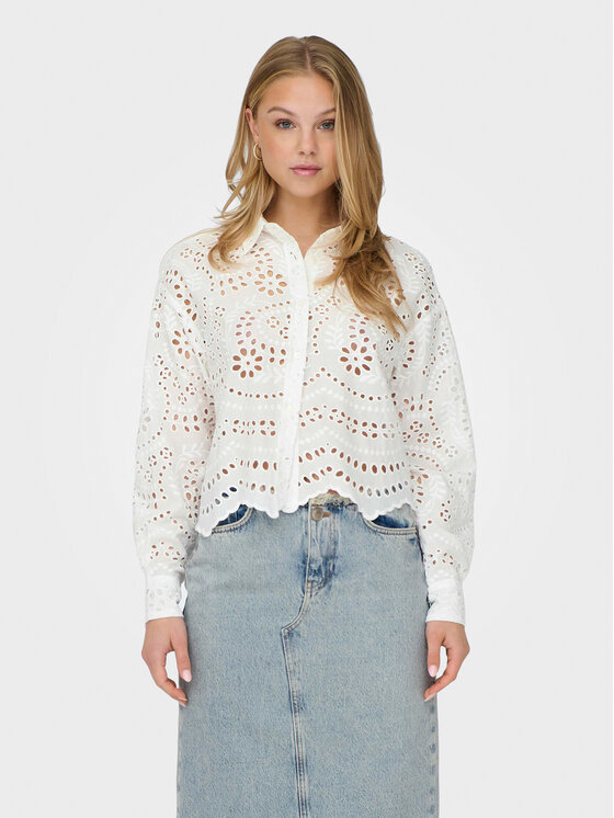 ONLY ONLY Košulja Bobby 15314566 Bijela Cropped Fit