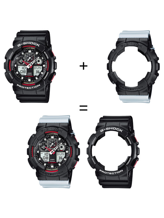 Casio Casio Zegarek SET GA-100-1A4ER + BEZEL 10358741 + PASEK 10527469 Biały