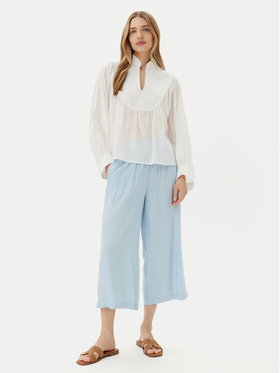 Pieces Pieces Kalhoty culottes Pia 17154737 Světle modrá Wide Leg