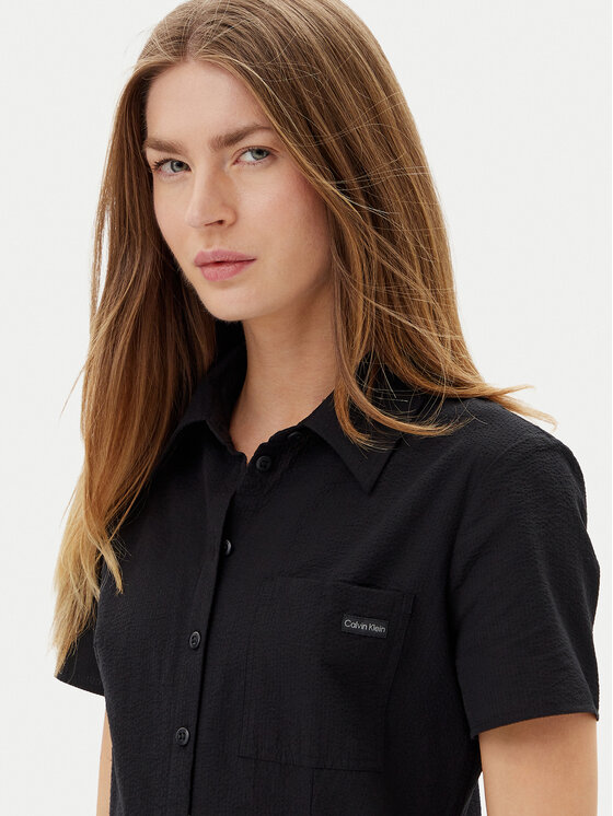 Calvin Klein Jeans Calvin Klein Jeans Rochie tip cămașă J20J225299 Negru Regular Fit
