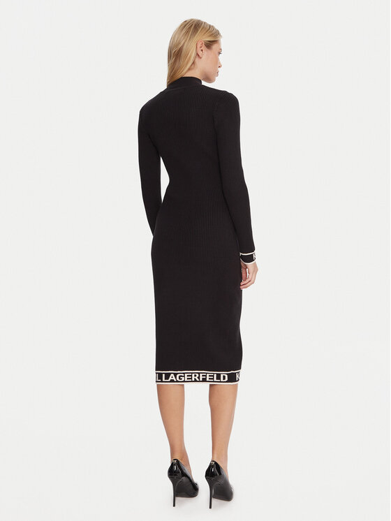 KARL LAGERFELD KARL LAGERFELD Rochie tricotată A4W13028 Negru Slim Fit