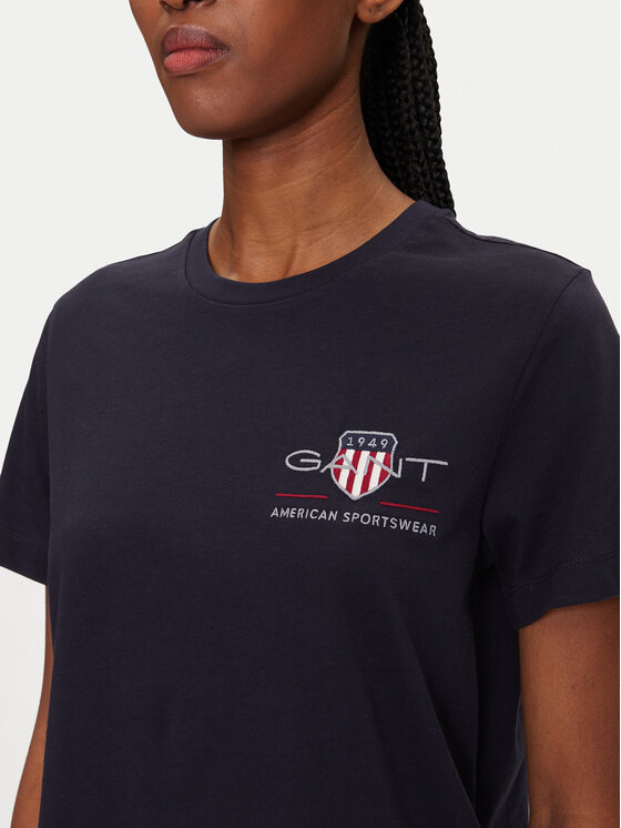 Gant Gant Tričko Bisiklet Yaka 4200277 Tmavomodrá Regular Fit