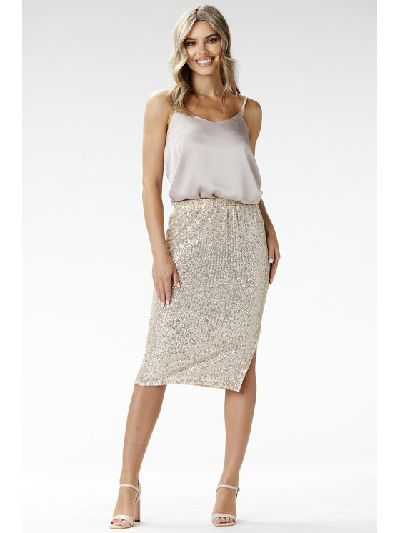 Awama Awama Spódnica A692 Beżowy Basic Fit