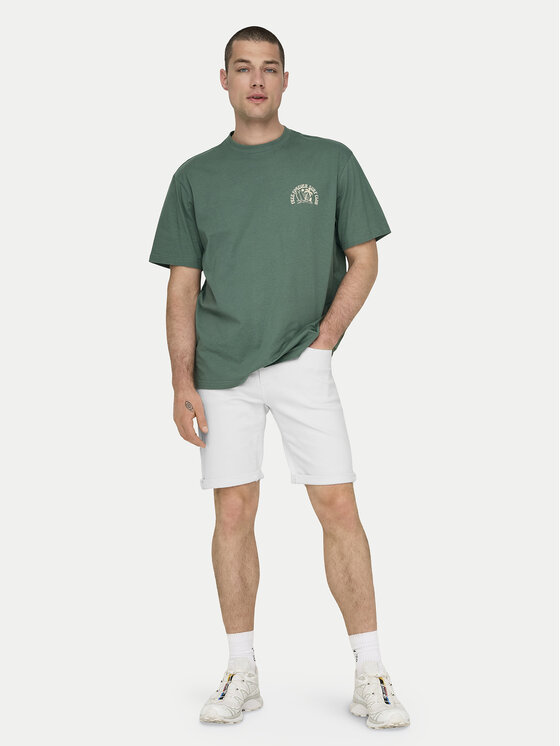 Only & Sons Only & Sons Džínsové šortky Ply 22029297 Biela Regular Fit