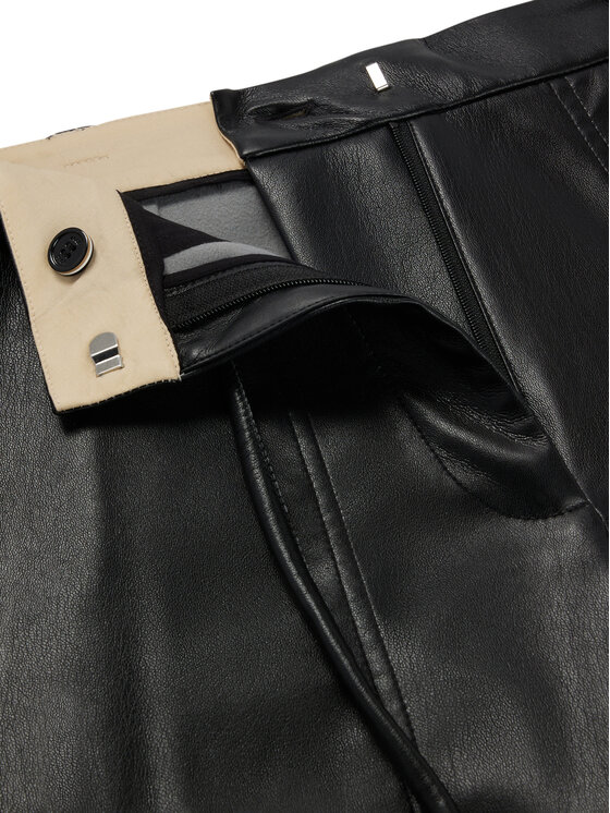 BOSS Boss Ādas imitācijas bikses Tacora 50482689 Melns Tapered Fit