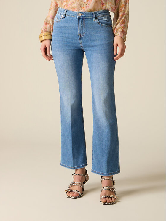 Oltre Oltre Jeansy P456R108889N004 Turkusowy Flare Fit