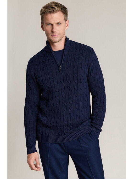 Lancerto Lancerto Sweter Joseph SW073226000002 Granatowy Regular Fit
