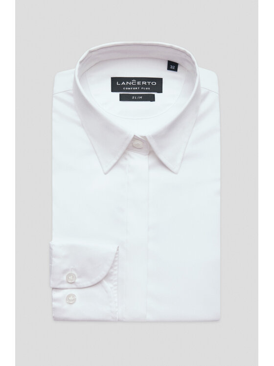 Lancerto Lancerto Koszula Koszula Damska Biała z Bawełną Celebrian Slim KO073224000070 Biały Slim Fit