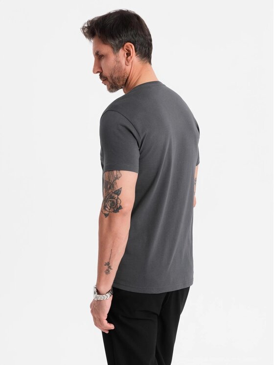 Ombre Ombre T-Shirt OM-TSBS-0237 Szary Regular Fit
