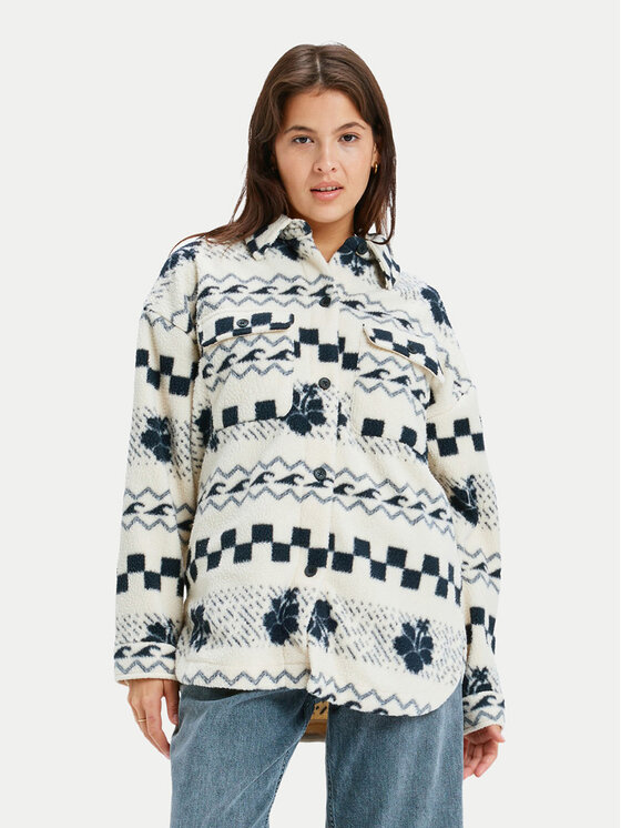 Roxy Roxy Fleecová mikina Morning Crush Shacket ERJPF03214 Béžová Relaxed Fit