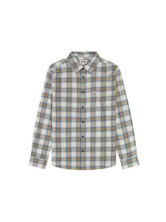 Wrangler Wrangler Camicia 1 PKT INDIGO SHIRT Bianco Regular Fit