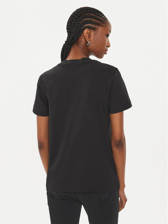 Calvin Klein Jeans Calvin Klein Jeans T-shirt Satin Applique J20J223925 Crna Regular Fit