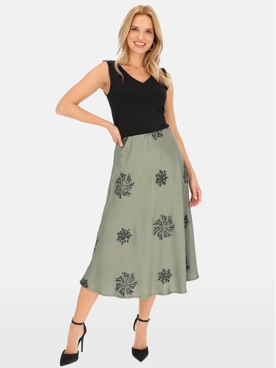 Perso Perso Sukně JPE242380F Khaki Regular Fit