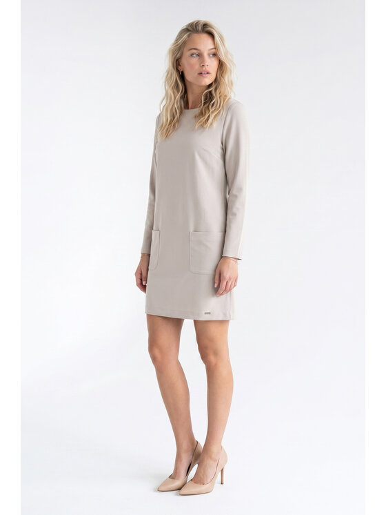 FIGL FIGL Sukienka koktajlowa M1350 Beżowy Straight Fit